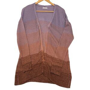 Maurices Womens Ombre Knit Cardigan Sweater - Size M 100% Acrylic Fall Colors